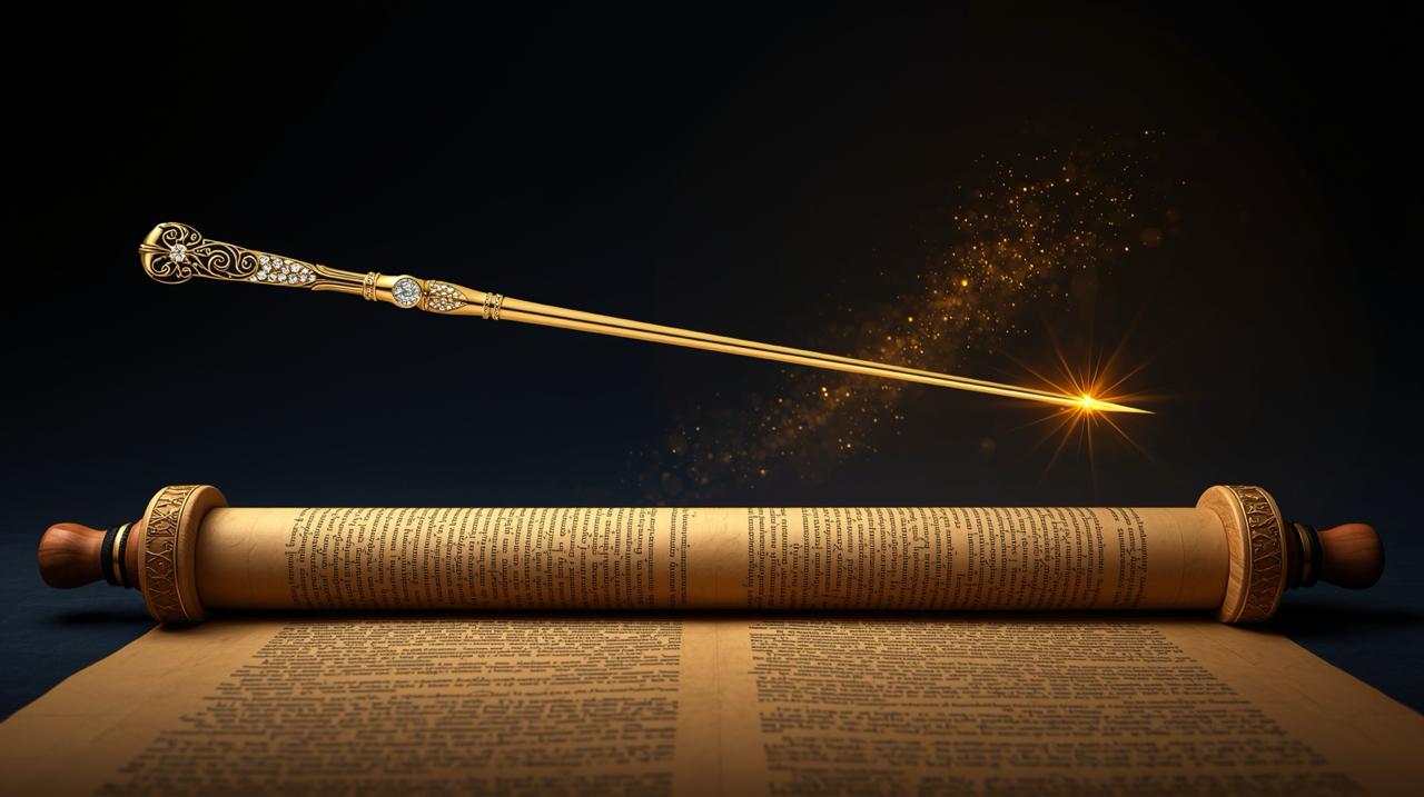 Money Manual — golden scroll with magical wand